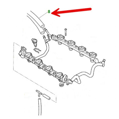 USED Fuel Feed Hose With Damper, From Feed Pipe To Intake Manifold Pipe NJC6053AA